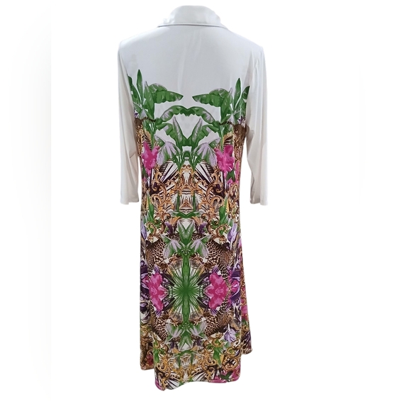 Attitudes By Renee Button Down Midi Dress Jungle Small Petite Tiger Cat Artsy - Picture 5 of 12